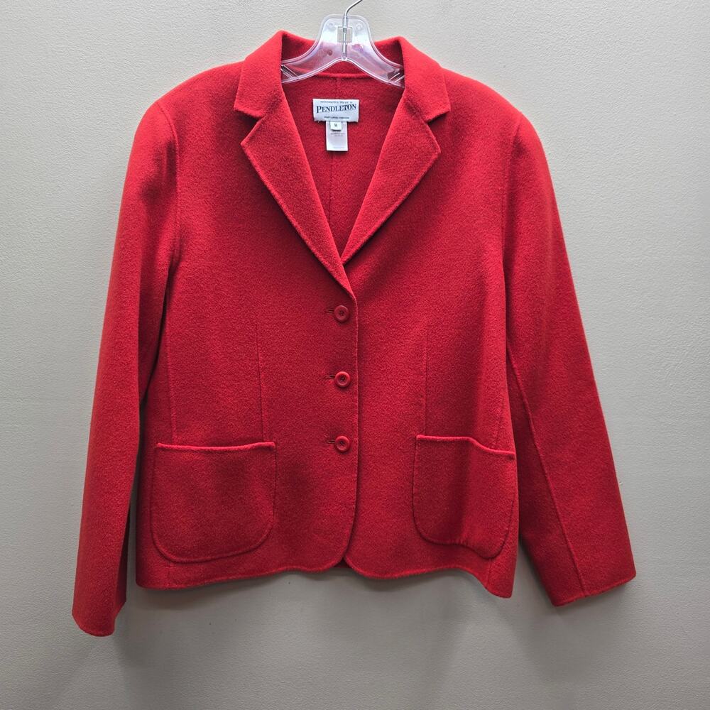 Pendleton Merino Wool Blend Single-Breasted Blazer Jacket Orange Size Medium